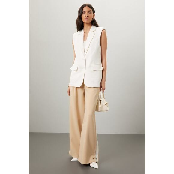 ENDLESS ROSE White Linen Blend Front Button Oversized Vest Blazer Size XS - Picture 2 of 12